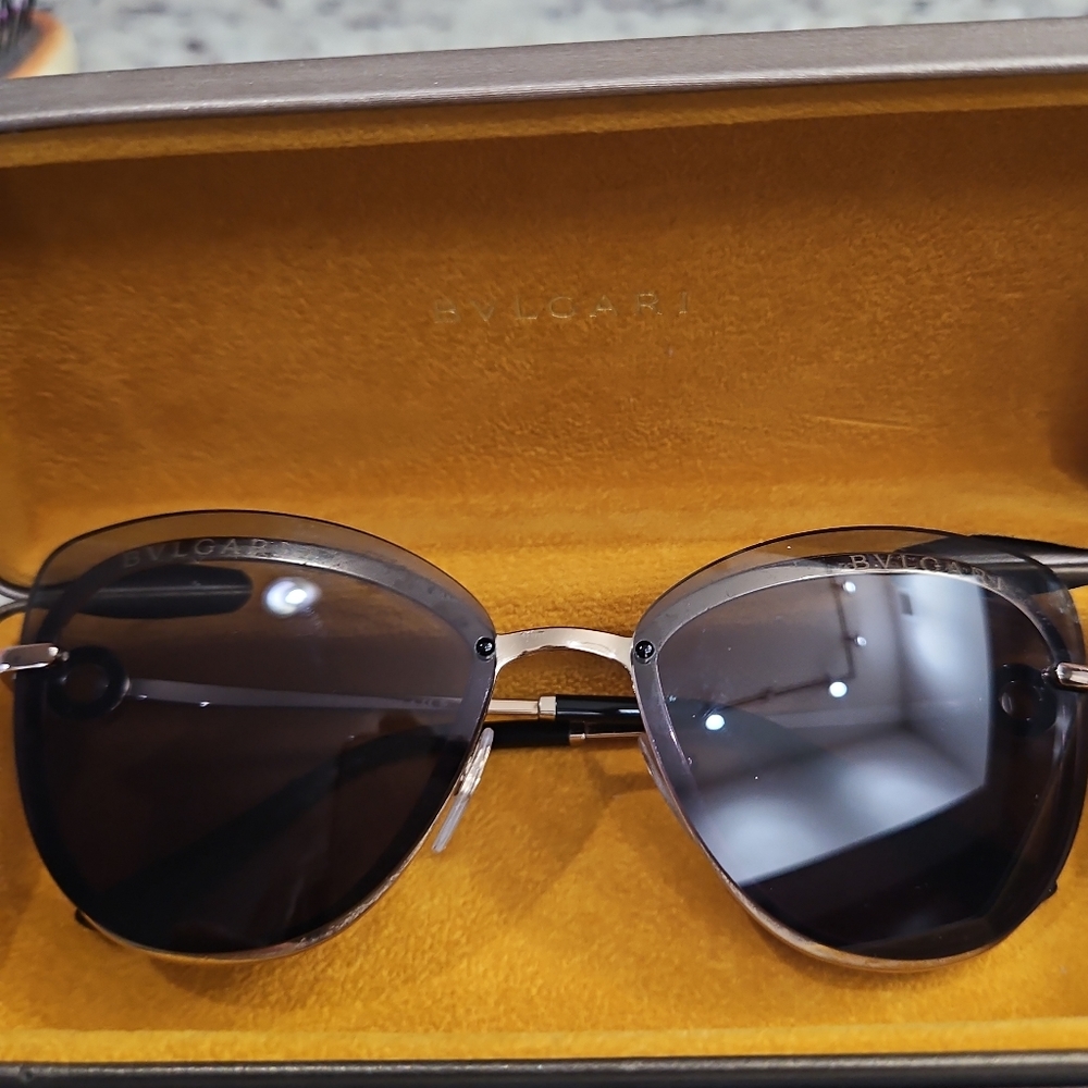 Bvlgari black and gold sunglasses
